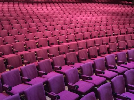 We use a low-moisture technique for comprehensively cleaning upholstery - pictured here is an upholstery cleaning project we did for an Adelaide cinema hall